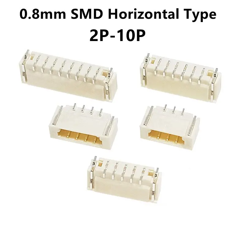 10PCS JST 0.8mm Pitch IDC Connector SMD Horizontal Type Socket 2P 3P 4P 5P 6P 7P 8P 9P 10P Connector