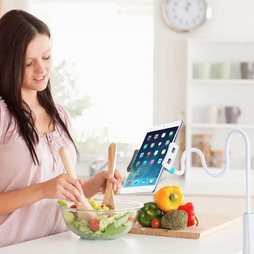 Support de tablette de lit de grande taille, 80cm de long, pour iPad Air Pro Mini, avec pince, 4 à 12 pouces