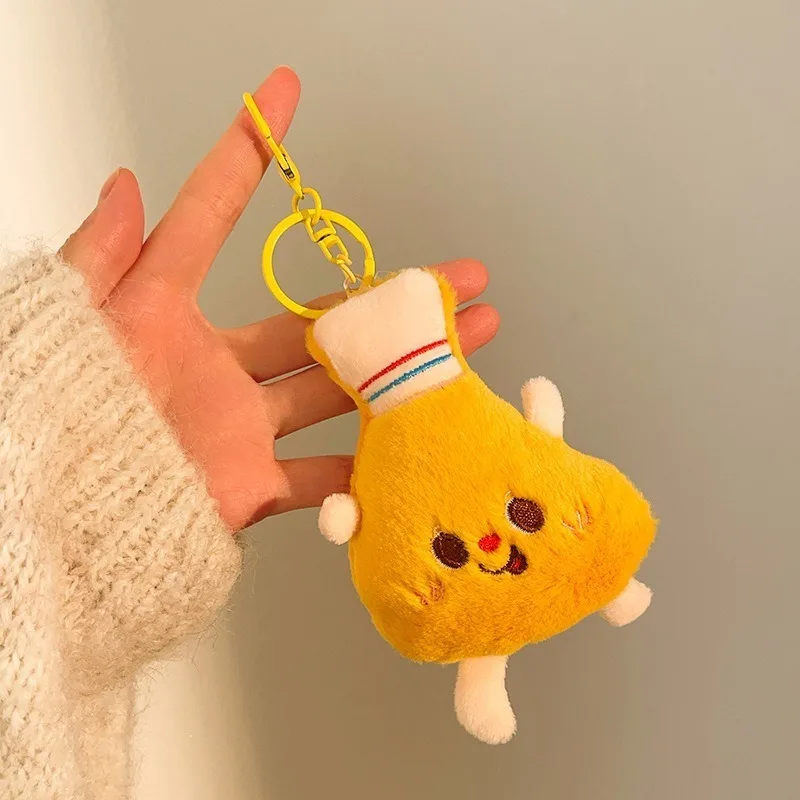 Porte-clés en peluche de dessin animé 8.5-10Cm, Toast, jambe de poulet, Burger, Hot Dog, cadeau créatif, pendentif de poupée, sac à dos en peluche, accessoires, jouet