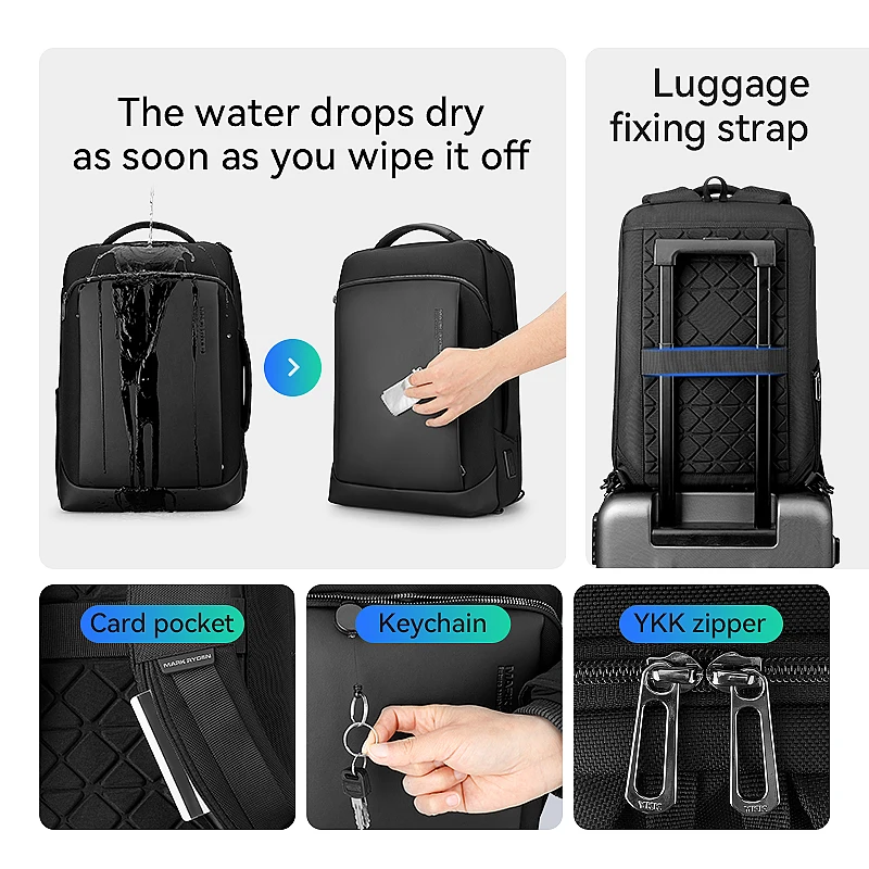 Mark Ryden-mochila de negocios de gran capacidad para senderismo, morral multifuncional para ordenador portátil de 15,6 pulgadas, resistente al agua, interfaz de carga USB