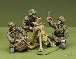1/72 Resin Die-Cast Character Model GK8cm Caliber Mortar 3 Soldiers Free Shipping