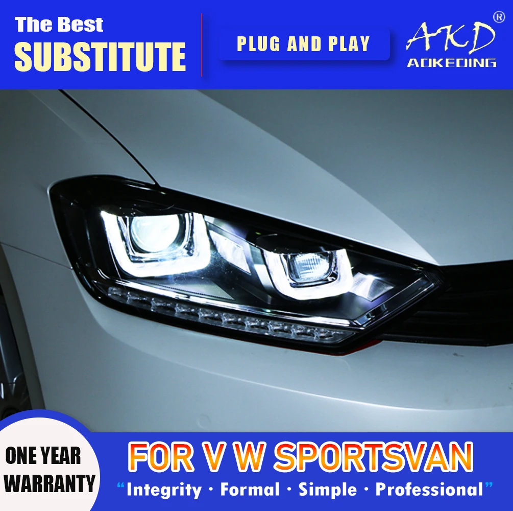 

AKD Head Lamp for VW Sportsvan LED Headlight 2016-2020 Headlights Golf Sportsvan DRL Turn Signal High Beam Angel Eye Projector