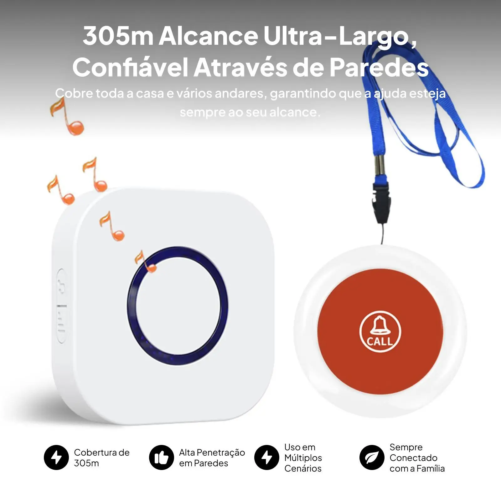 جهاز النداء اللاسلكي لمقدمي الرعاية مسافة 305 متر مع حبل مع 38 قطعة زر الذعر الموسيقي للأطفال المعاقين المريض كبار السن #4