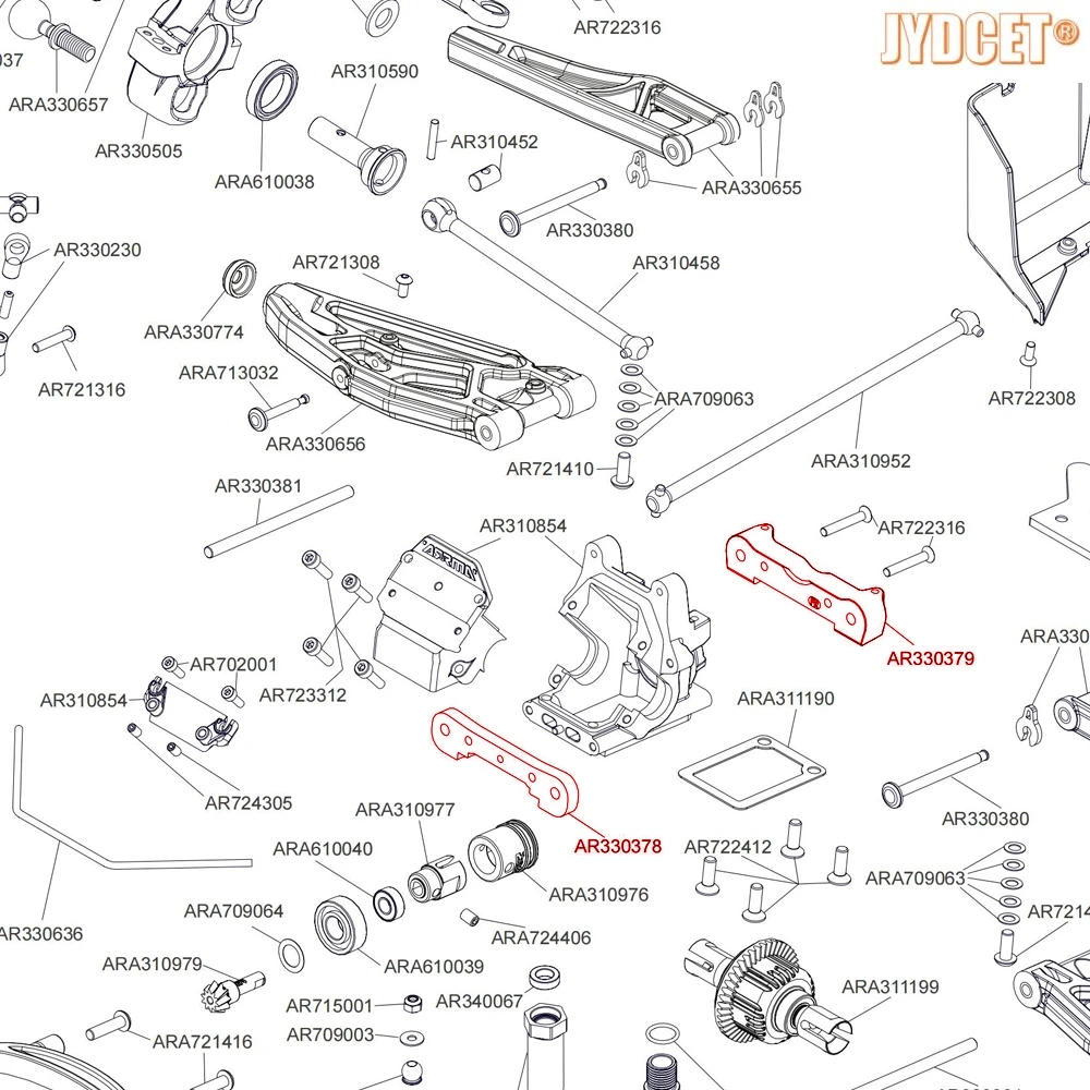 # ARA 330555 # ARA 330556 # ARA 330594 # ARA 330588   ARA 330557   Untere Armhalterung aus Aluminium für RC 1/5 ARRMA Kraton Outcast