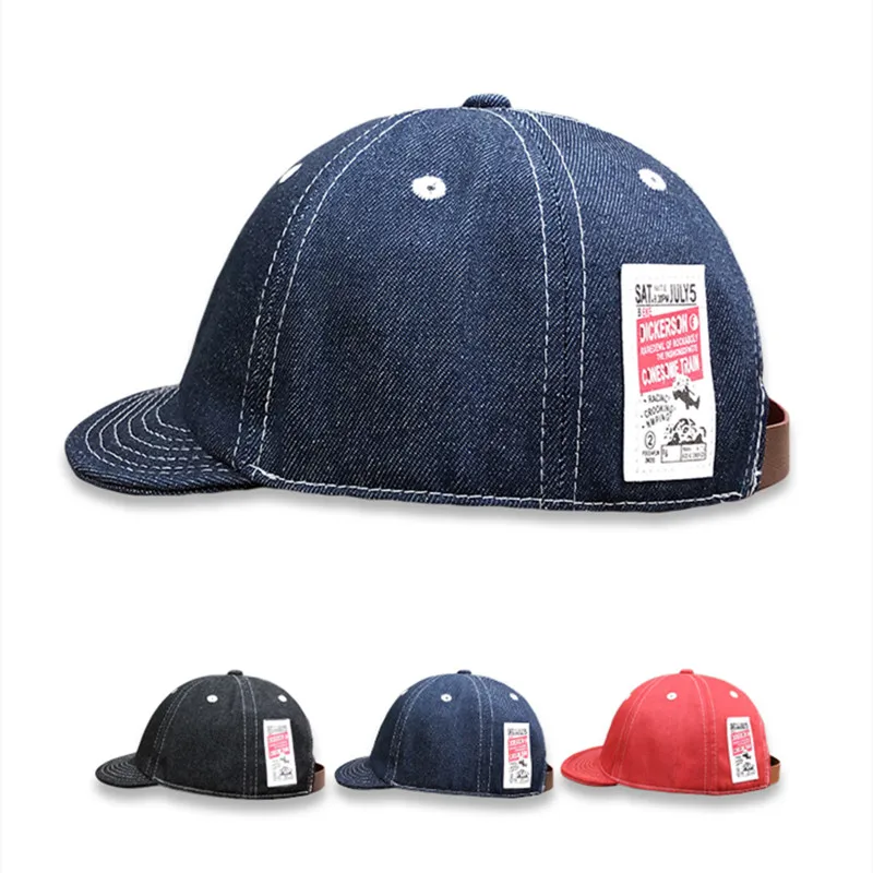 Men's and women's spring and summer hats, women's retro washed denim caps, couple tooling, short-brimmed baseball caps