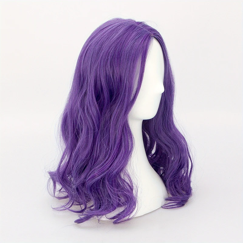 Villain Cosplay Wig ungu, cocok untuk sehari-hari, kostum kartun, Wig pesta, Wig Halloween, Wig Natal dan Paskah J47801S