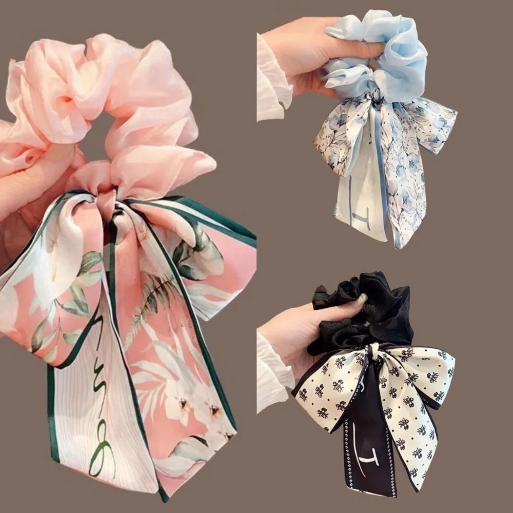 

Sweet Girl Style Bowknot Satin Hair Ribbon High Ponytail Hair Accessories Ribbon Hair Tie Elastic Hair Ring For Women Girls