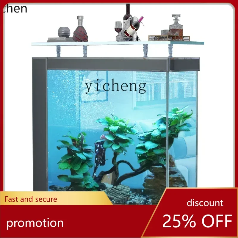 

Аквариум YFY для золотых рыбок, большой и среднего размера, напольный, со встроенным экраном, безводный, премиум-класса, для гостиной.