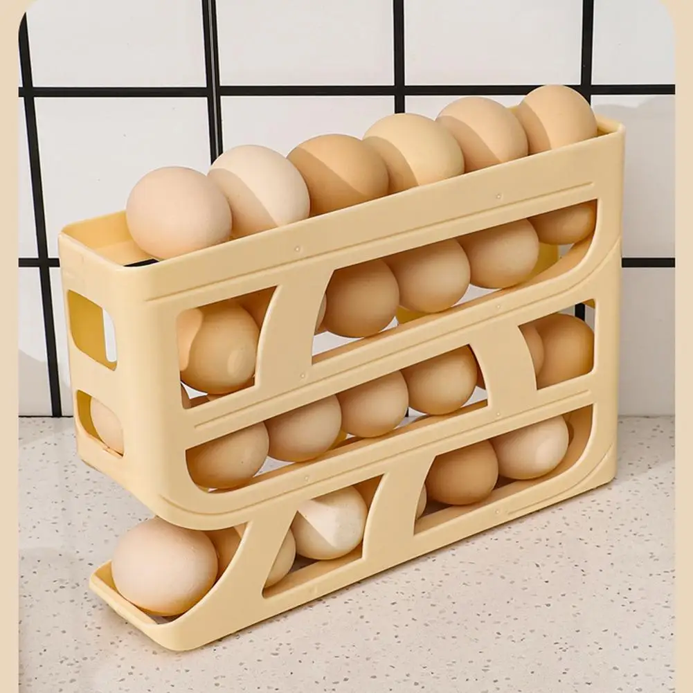 Frigorífico Egg Storage Box, Automatic Scrolling Holder, Grande capacidade, Egg Dispenser, Container for Kitchen