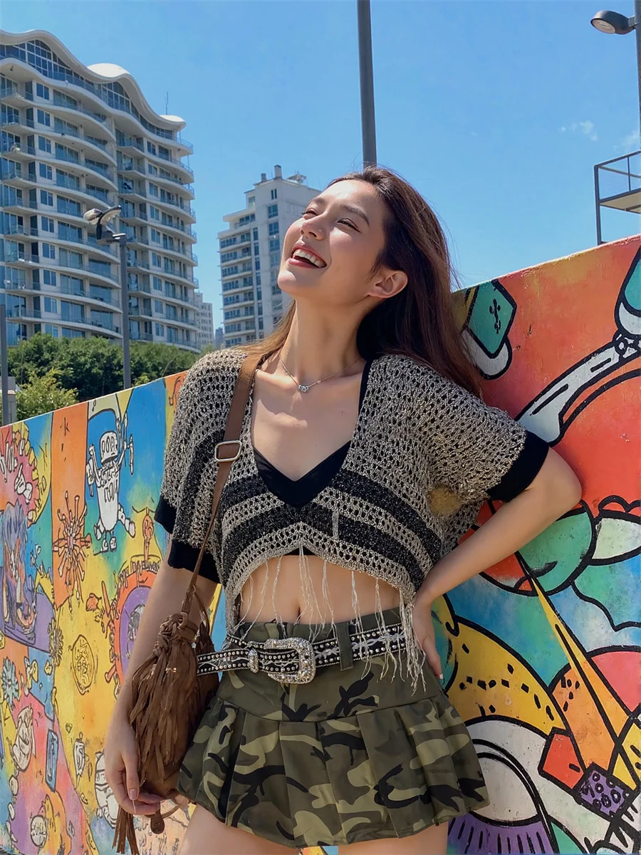 

Мини-камуфляжные плиссированные юбки, женские многоуровневые рюши на талии, художественные, современные, шикарные, женские, многослойные, милые, классические