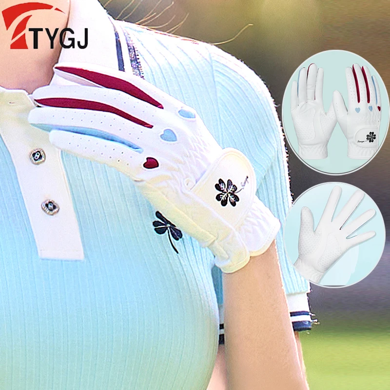 TTYGJ 1 Pair Golf Gloves for Women Anti-Slip Elastic Sports Gloves Soft Breathable Mitten Left Right Hand Mittens Gifts for Golf