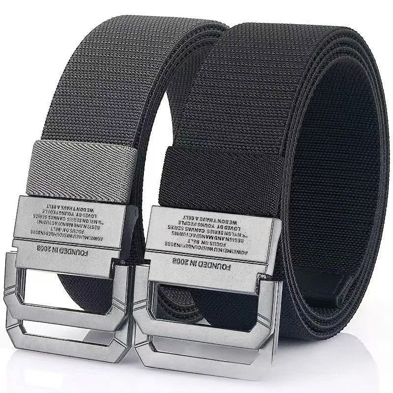 Men's Alloy Buckle Adjustable Belt Hunting Canvas Nylon Webbing Waist Straps for Jeans, Casual Outdoor Sports Belt for Students