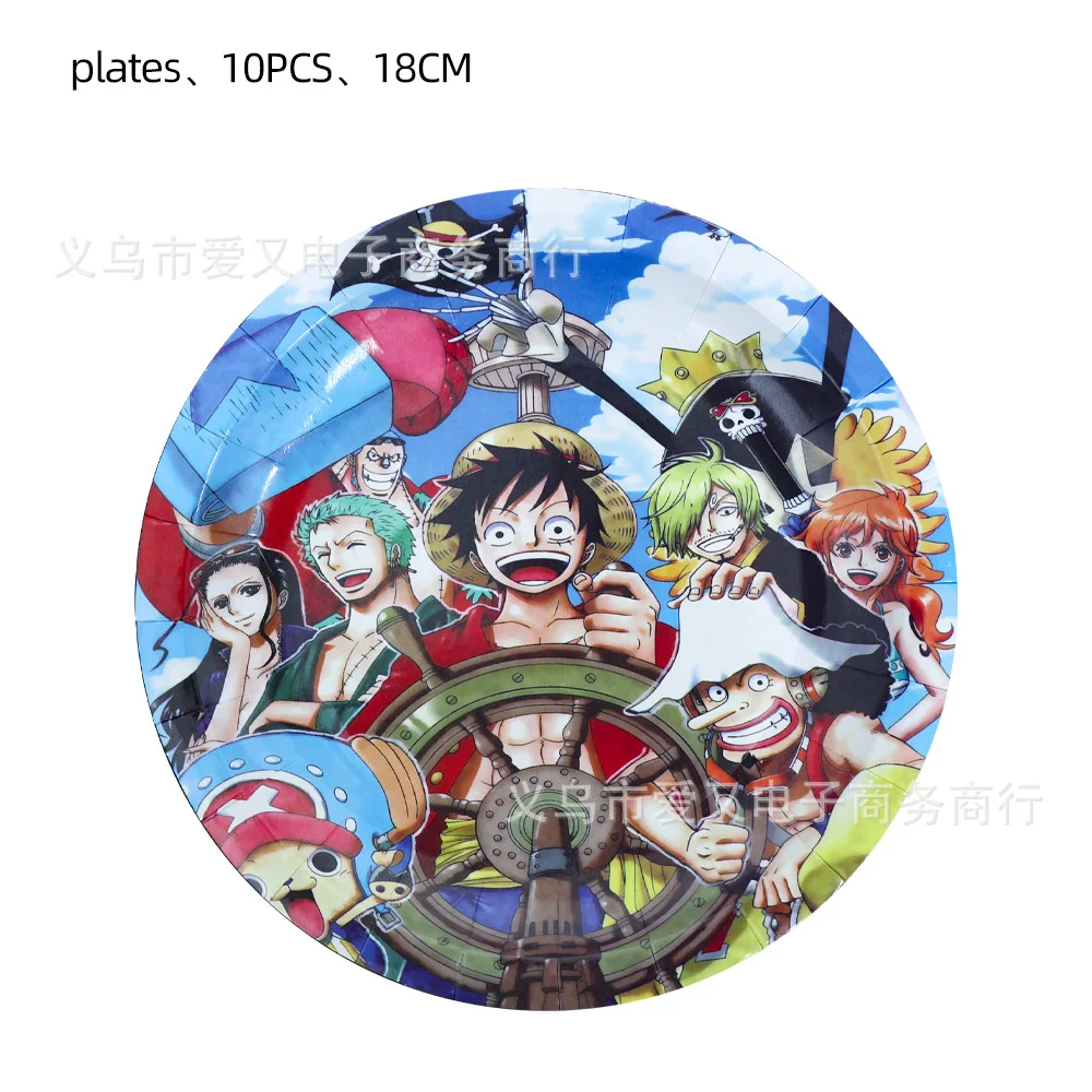 Anime One Piece Birthday Decoration Luffies Zoros Balloons Tableware Flag Hat Backdrops Kids Party Supplies Toy Gift