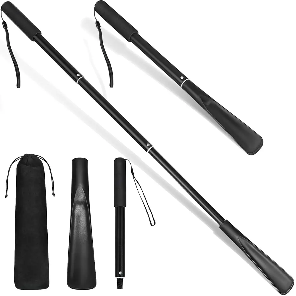 Foldable Aluminum Alloy Long Adjustable Retractable Shoehorn Shoe Horn long shoe lifter shoe horn shoes spoon For Seniors kids