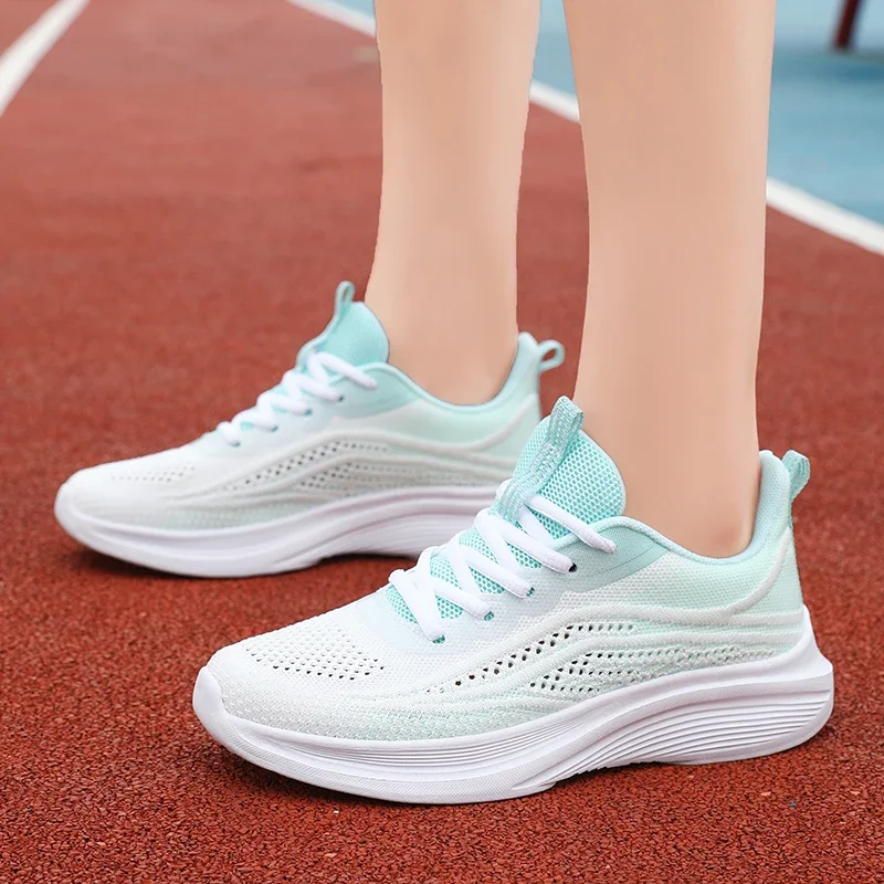 Women Flying Weave Fitness Casual Sneakers Ladies Comfortable Non-Slip Jogging Shoes Lightweight Breathable Summer Running Shoes