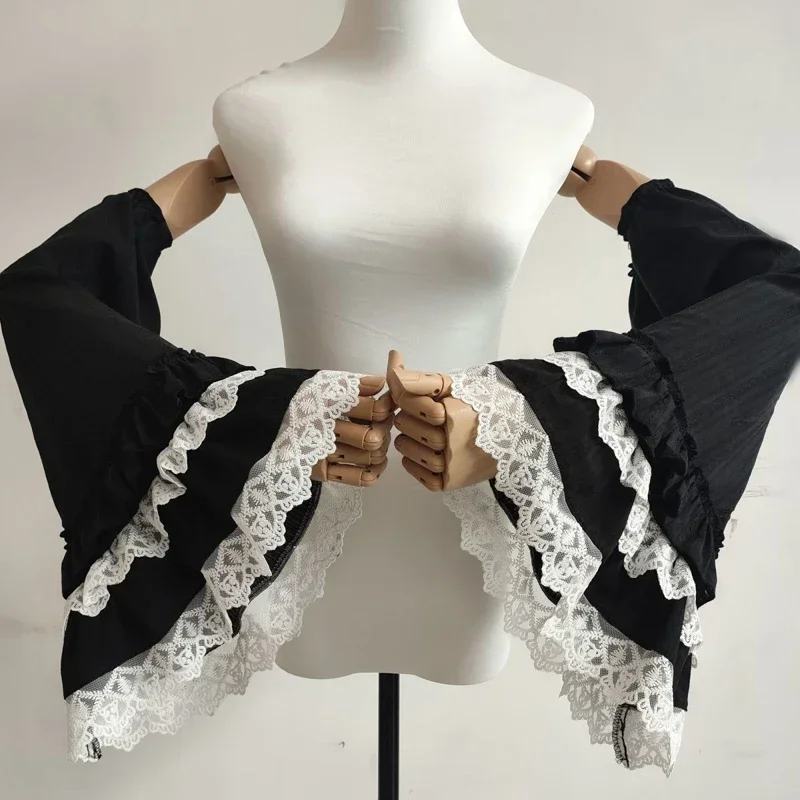 Lolita Universal Lace Ruffle Flared Sleeve Long Gloves Cosplay Accessoires Detachable Arm Sleeves Lolita Bell Flare False Sleeve