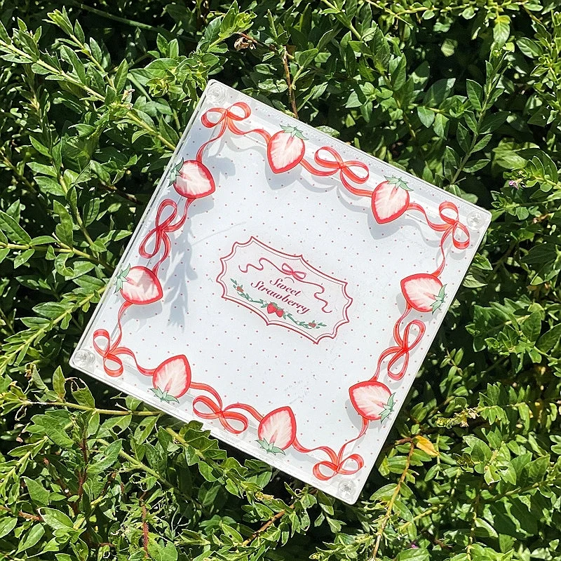 Sweet Strawberry 9/10cm Acrylic Coaster Display Brick, Pin Storage Frame with Adjustable Ring, for Anime Kpop Merch Layout Decor