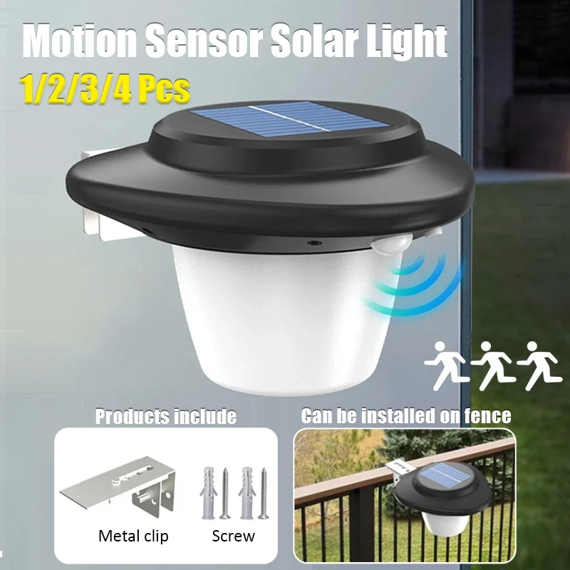 

1-4 Pcs Solar LED Tungsten Lamp Outdoor Waterproof Wall Lights Intelligent Sensor Fence Light for Terrace Garden Path Decorative