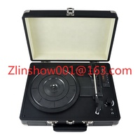 TE-001 High Quality Black Portable LP Vinyl Player Vintage Turntable 3 Speeds Bluetooth Record Player with Speakers FM Radio