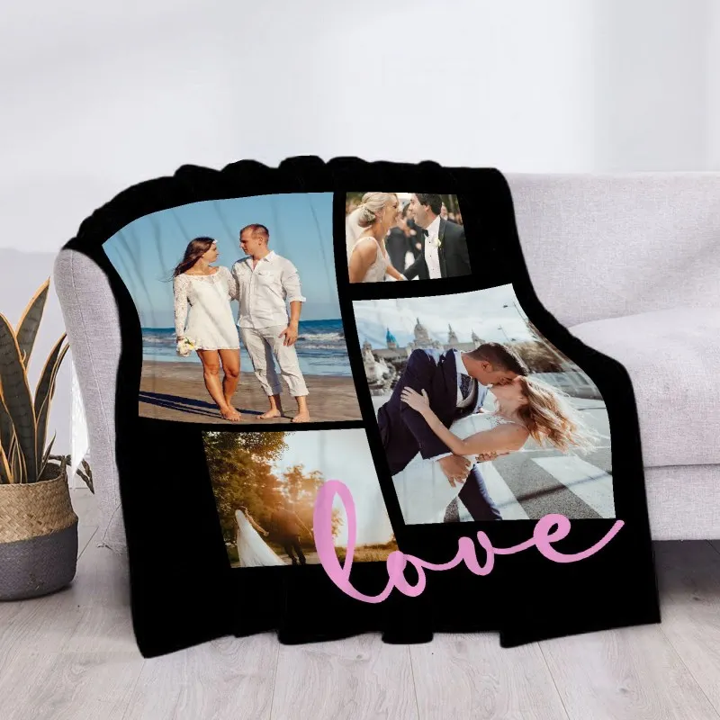 Custom Blanket with 15 Photos Love Family Memories Personalized Picture Throw Blanket with Text Gift for Family Couple Friends