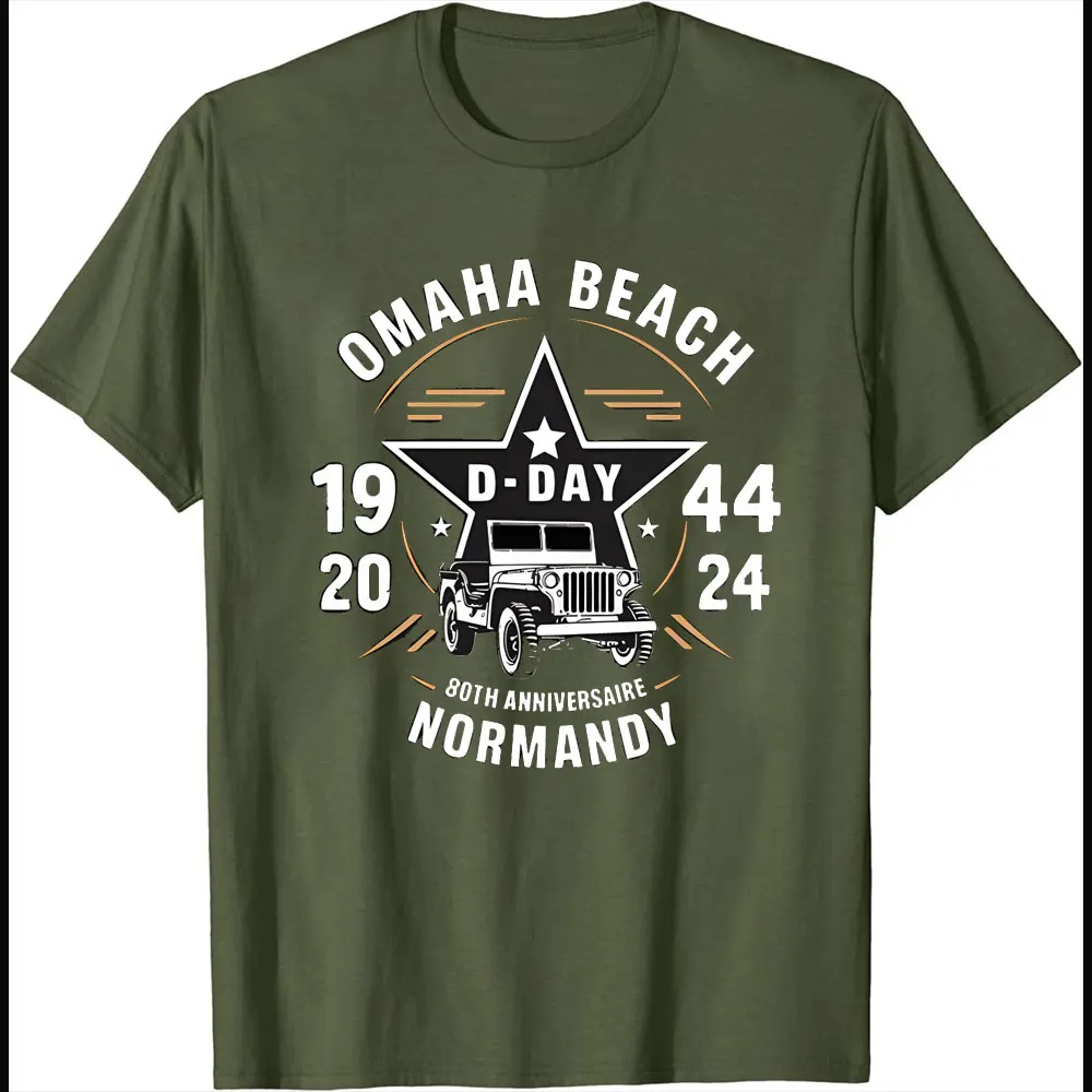 D-Day 80th Anniversary Normandy Tshirt 1944-2024 Commemorating Operation Overlord Omaha Beach D-Day Gift Military Cotton Shirt