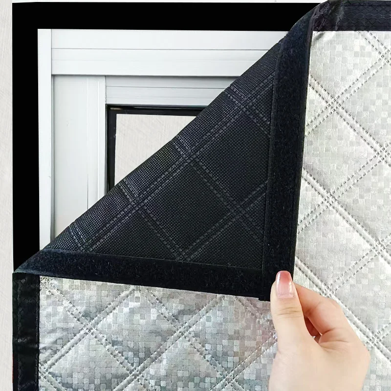 Black self-adhesive winter household magnetic curtains, windproof and warm curtains,thickened insulation and cold proof curtains