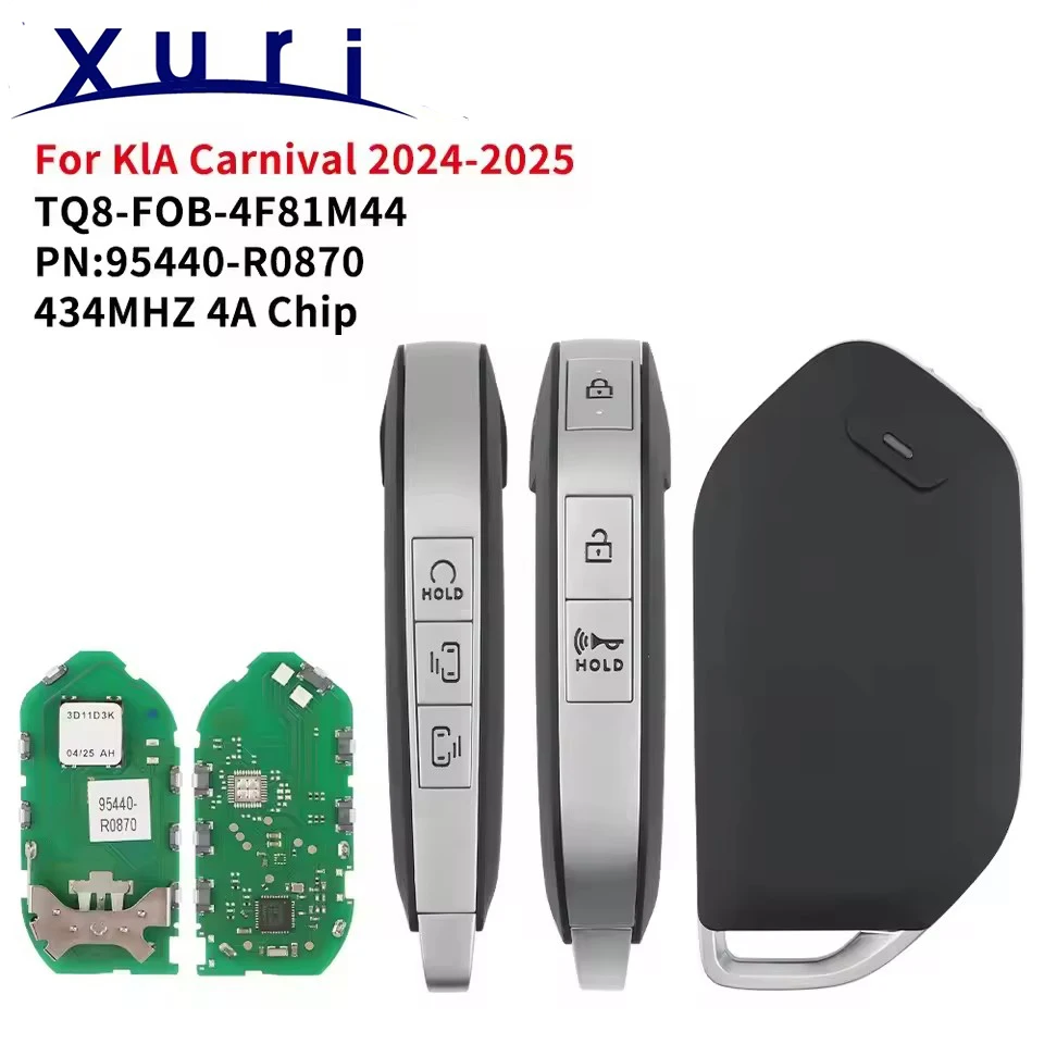 

Xuri Replacement Smart Remote Key FOB 6Button 433MHZ 4A Chip TQ8-FOB-4F81M44 PN: 95440-R0870 for Kia CARNIVAL 2024 2025