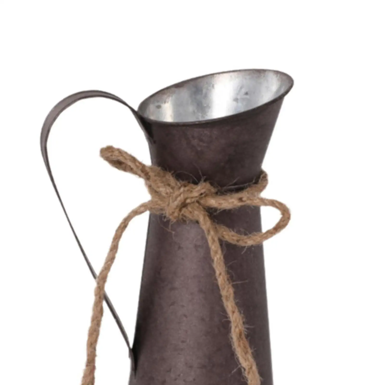 مزهرية إبريق الحليب دلو للزهور الريفي للزهور المجففة مع مقبض نباتات وعاء مزهرية زهور مزخرفة لحفلات الزفاف في الفناء والحمام #5