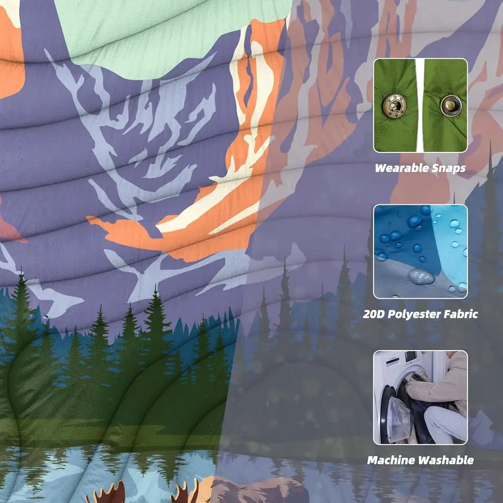 بطانية للتخييم في الهواء الطلق مع بطانة شيربا، وبطانيات مخيم سميكة ودافئة للغاية وحاف تخييم منتفخ وخفيف الوزن DWR #5