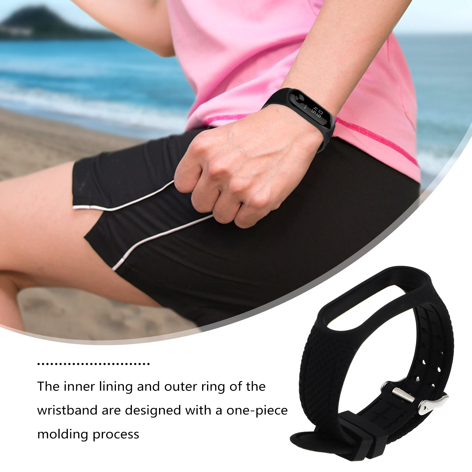 1 Stück Smart-Armband Ersatzband Gürtel Wabendesign kompatibel mit Mi Band 5 6 zweireihige Metallschnalle atmungsaktiv