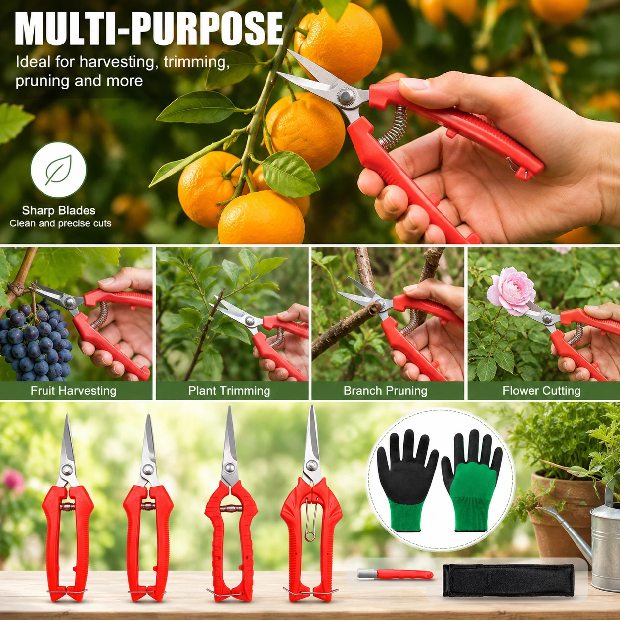 Garden Pruning Shears Potted Branches Scissors Fruit Picking Small Scissors Household Hand Tools Orchard Farm Gardening Tools