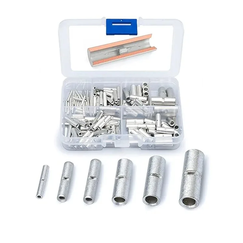 200 قطعة النحاس العارية المعلبة تجعيد محطات عدة لصق موصلات الأسلاك النحاس العارية المشتركة أنبوب AWG8 12-10 14-12 18-14 22-18 24-22 #6