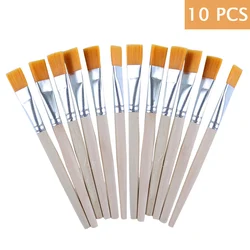 10 Pcs Nylon Hair Painting Brush Oil Watercolor Water Powder Propylene Acrylic Wooden Handle Paint Brushes School Art Supply