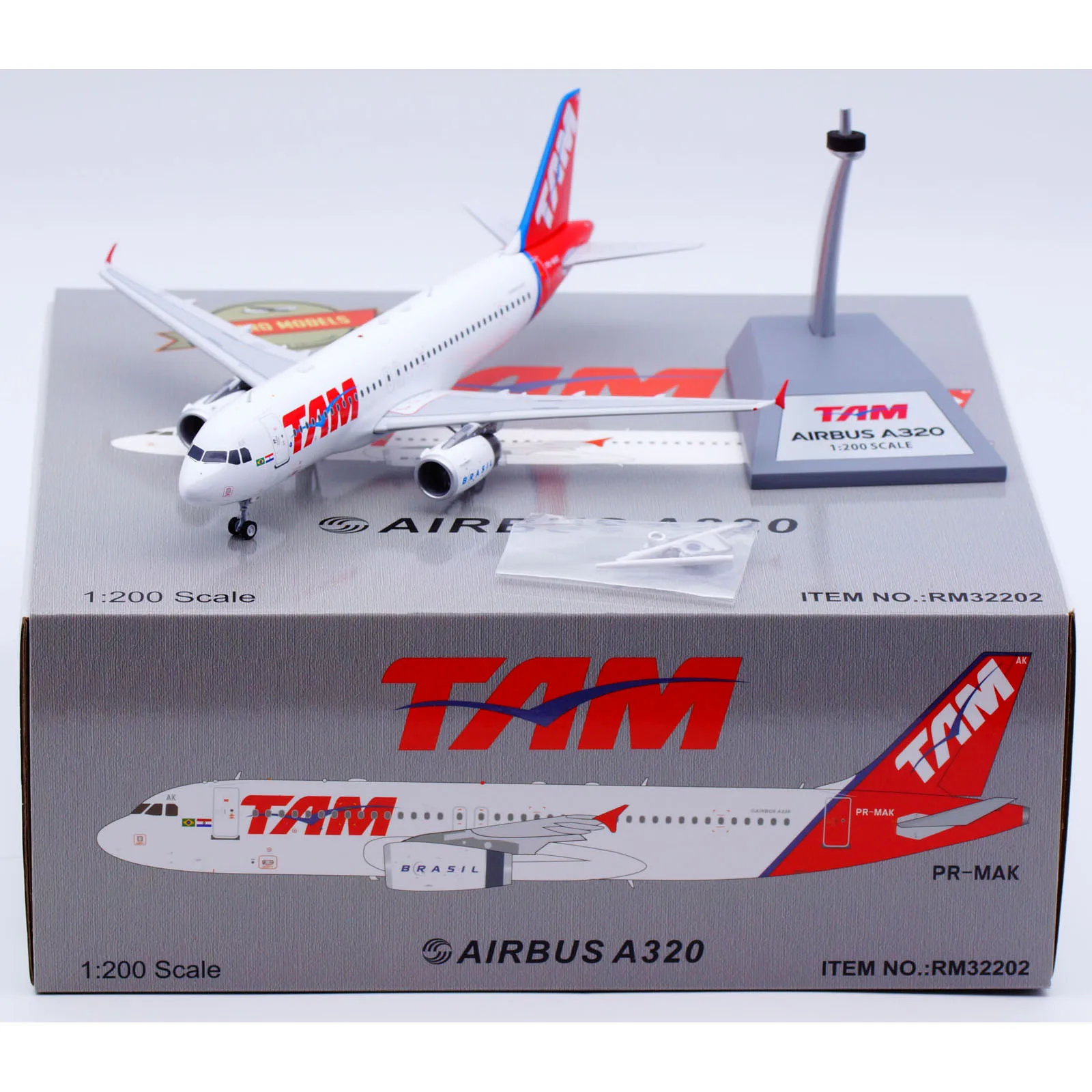 

RM32202 Alloy Collectible Plane Gift RETRO MODELS 1:200 TAM Airlines Airbus A320 Diecast Aircraft JET Model PR-MAK With Stand