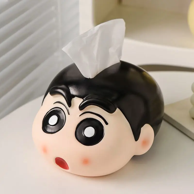 Caja de pañuelos con diseño de Crayon Shin-chan, muñeca kawaii, caja de almacenamiento, decoración para el hogar, accesorio de animación, venta al por mayor.
