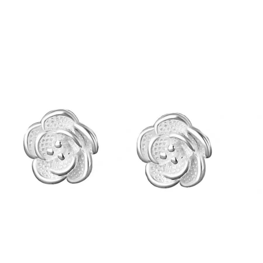 Simple Silver Color Alloy Flower Stud Earrings Fashion Earring For Women Trendy Jewelry Dropshipping Gift Accessories