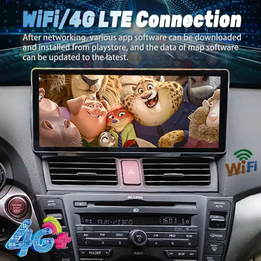 บลูทูธมัลติมีเดีย Player สําหรับ Acura TL 2008-2012 Android 12.3 "รถวิทยุสเตอริโอ CarPlay GPS นําทาง Qled หน้าจอ