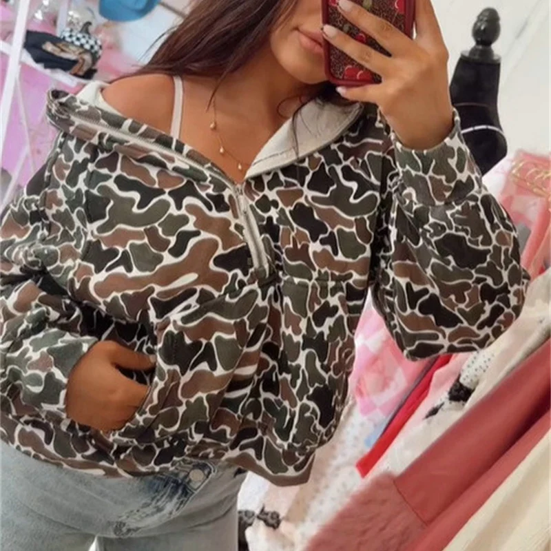 

Women Leopard Print Hooded Sweatshirt Woman Long Sleeve Zipper Pullover Fashion Casual Hoodies 2025 Autumn Winter Streetwear