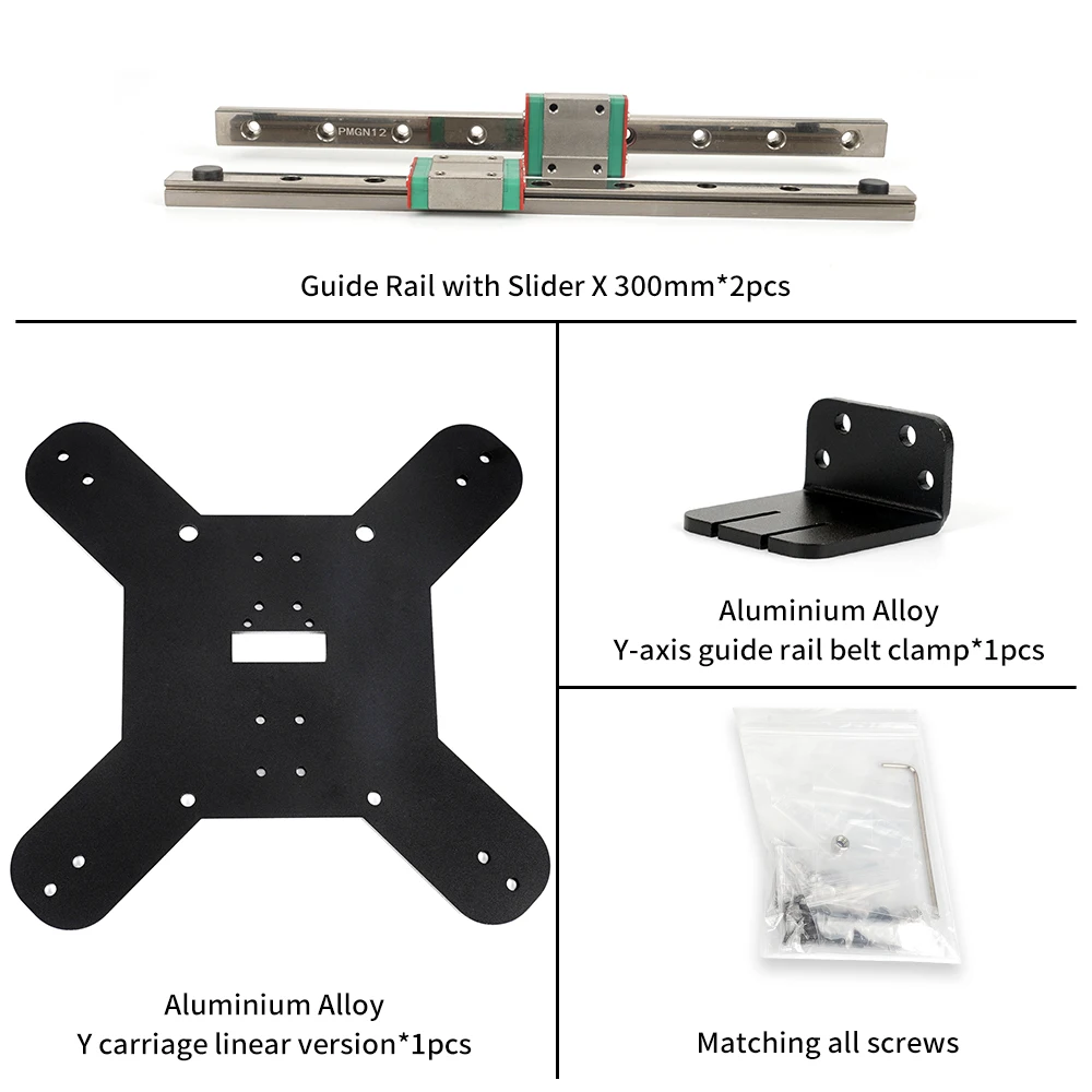 KP3S Upgrade KIT  Y Axis Linear Guide Rail Kit for KINGROON 3D Printer Hotbed Bracket 300mm MGN12 Linear Guide with Slider