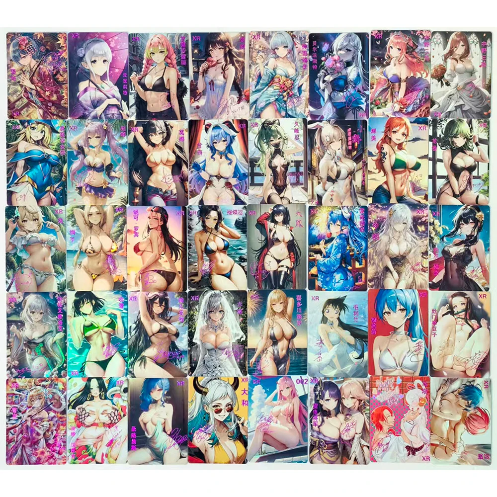 4Set Anime Goddess Story DIY ACG Kochou Shinobu Kanroji Mitsuri Advanced Glitter Collectible Card Christmas Birthday Gift