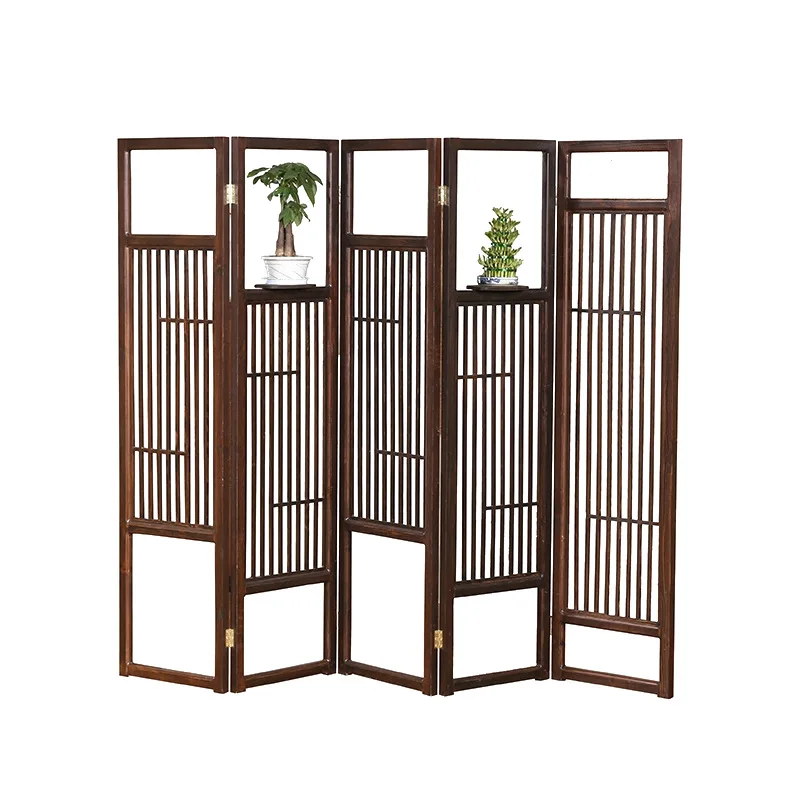 Solid wood screen partition mobile folding screen, simple and modern folding of solid wood