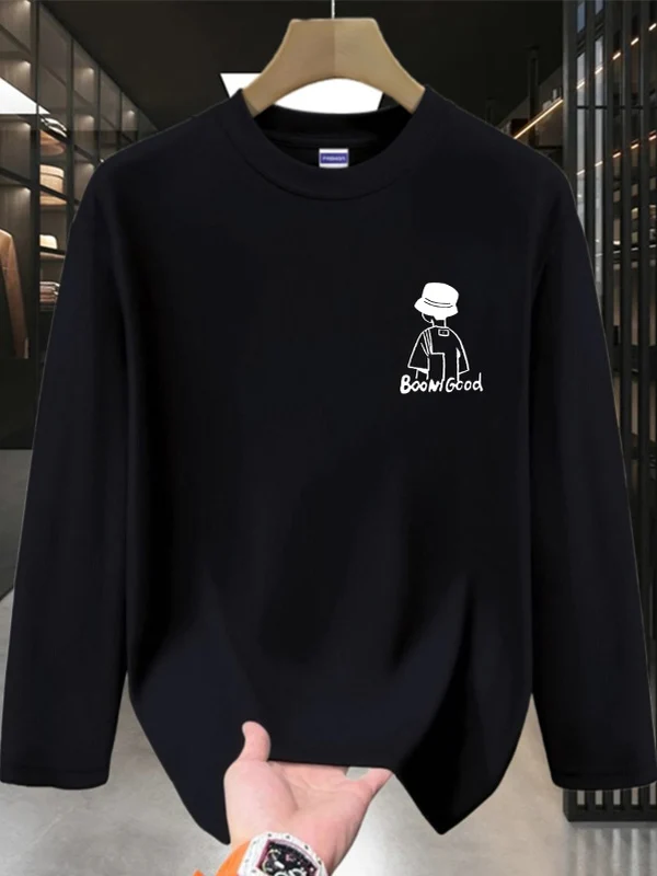 

Осенняя новинка, мужская футболка больших размеров 300 Pou American Sle Heavyweight из чистого хлопка Long Sve, свободный повседневный топ