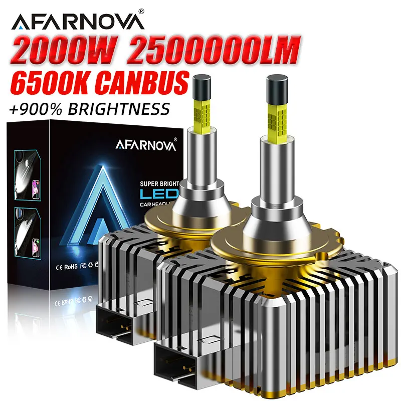 

2000W D2S D4S Led Car Headlights Bulb D1S D3S D2R D4R LED Car Light High power Plug and Play D1R D3R Turbo Lamp 6500K 2500000LM