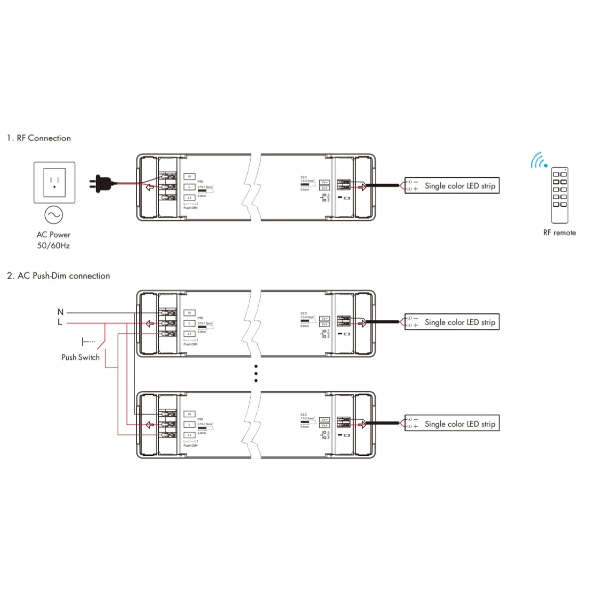 DC12/24V RF + zasilacz ze ściemniaczem stałe napięcie Push 150W LPV-150RF-12/LPV-150RF-24 dla Led Strip Light/moduły LED Driver