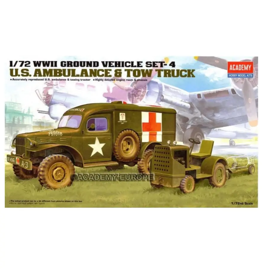 Academy AC13403 1:72 scale US AMBULANCE & TRACTOR Plastic Model Custom Collectible Children Toy Birthday Gift