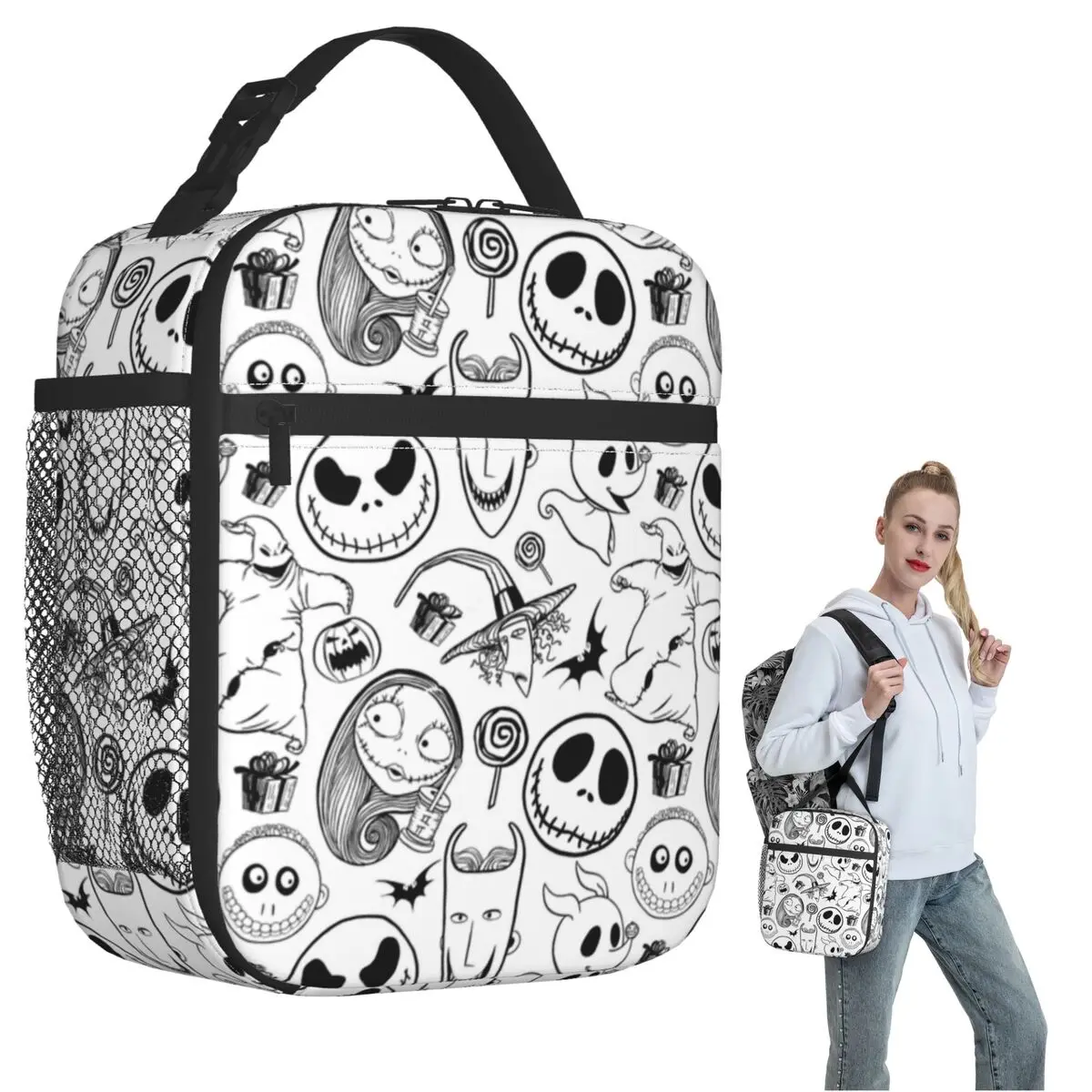 

N-Nightmare B-Before Christmas Insulated Lunch Bag for Women Children Portable Food Boxes Thermal Lunch Box Tote