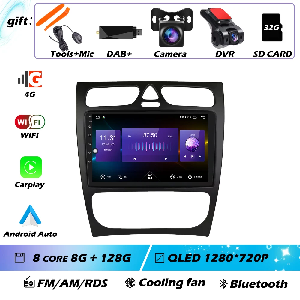 Voor Mercedes-Benz EEN W168 C W203 G W463 Vaneo Vito Viano CLK Klasse C209 Android GPS Autoradio Multimedia Video speler Carplay 4G