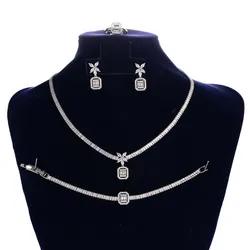 Jewelry Set HADIYANA Gorgeous Exquisite Jewelry Necklace Bracelet Earring And Ring Set Cubic Zirconia BN8982 Anniversary Gifts