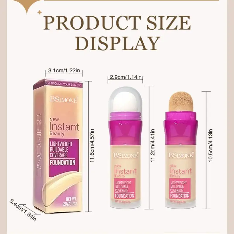 Korektor do twarzy BSIMONE z gąbeczką, matujący płynny podkład, kontrola sebum, długotrwały krem BB, wodoodporny, rozjaśniający