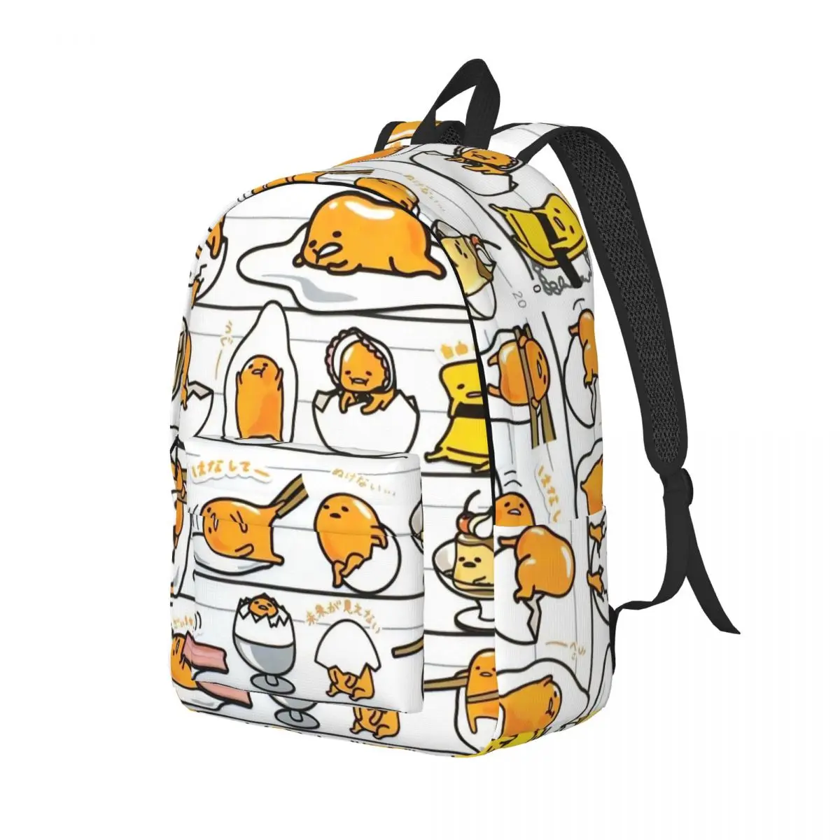 Gudetama Yoga Niedlicher Eier-Cartoon-Rucksack für Grundschule, weiterführende Schule, Studenten, Büchertaschen, Teenager-Tagesrucksack, Geschenk